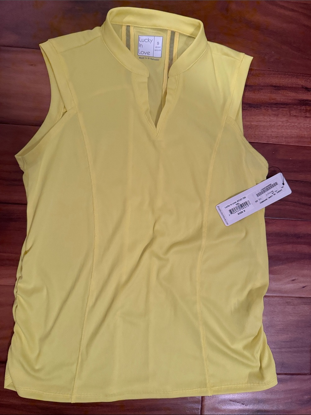 Lucky in Love Bright Yellow Sleeveless Golf Polo
